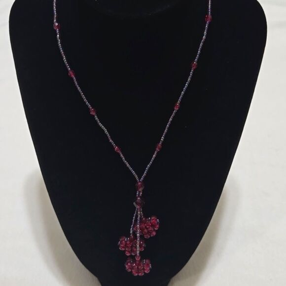 Beaded Necklace in Deep Red - Picture 1 of 6